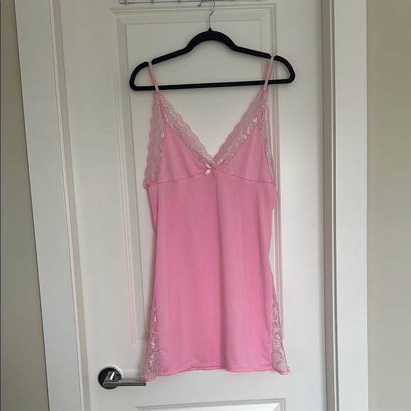 Pink Lace Trim Slip Dress - Picture 1 of 3